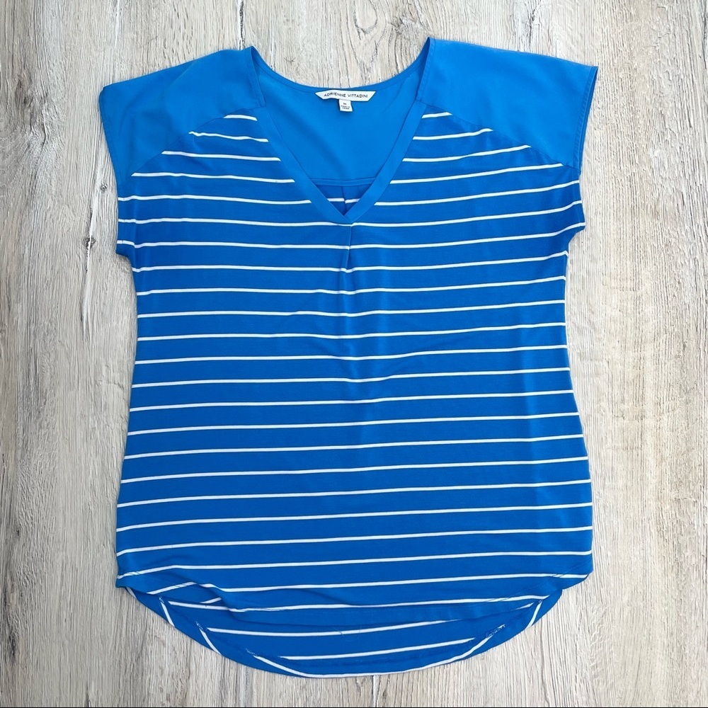 Blue Stripe V-Neck Blouse - Picture 5 of 6
